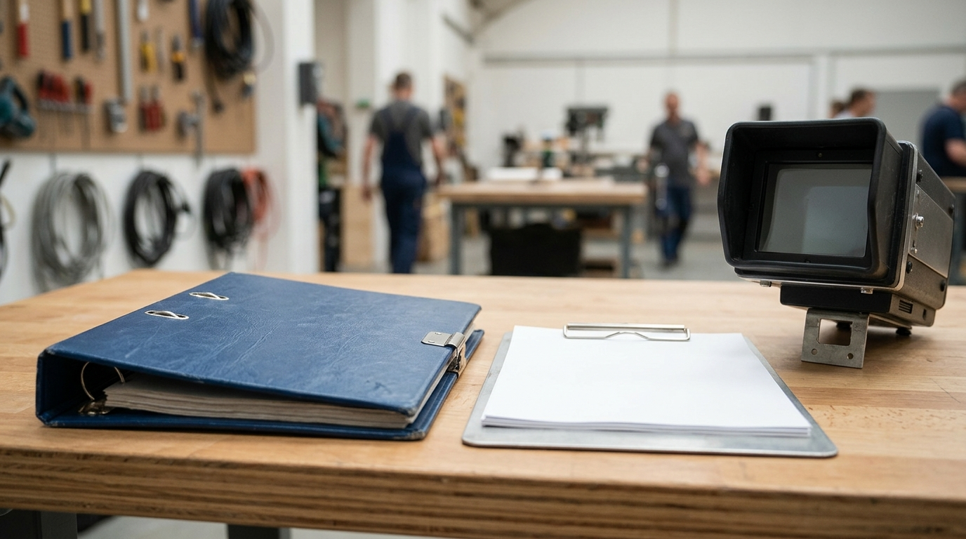 THE OFFICIALS’ BINDER — Season 1 · Closed rules volume, viewfinder & clipboard