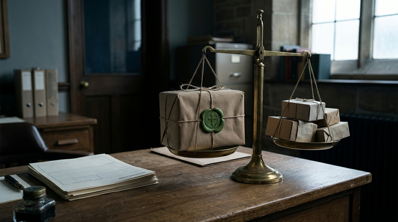 THE BALANCE SCALE — Original Movie · Generous parcel & modest parcels beside a blank form